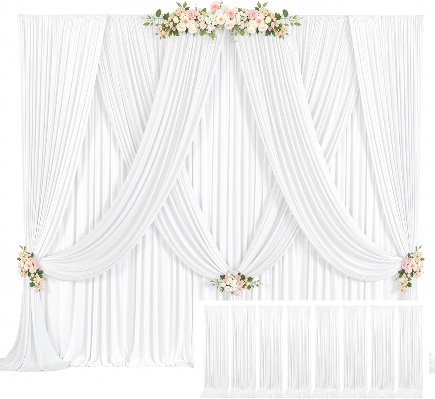 40ft x 10ft White Backdrop Curtains for Stunning Events