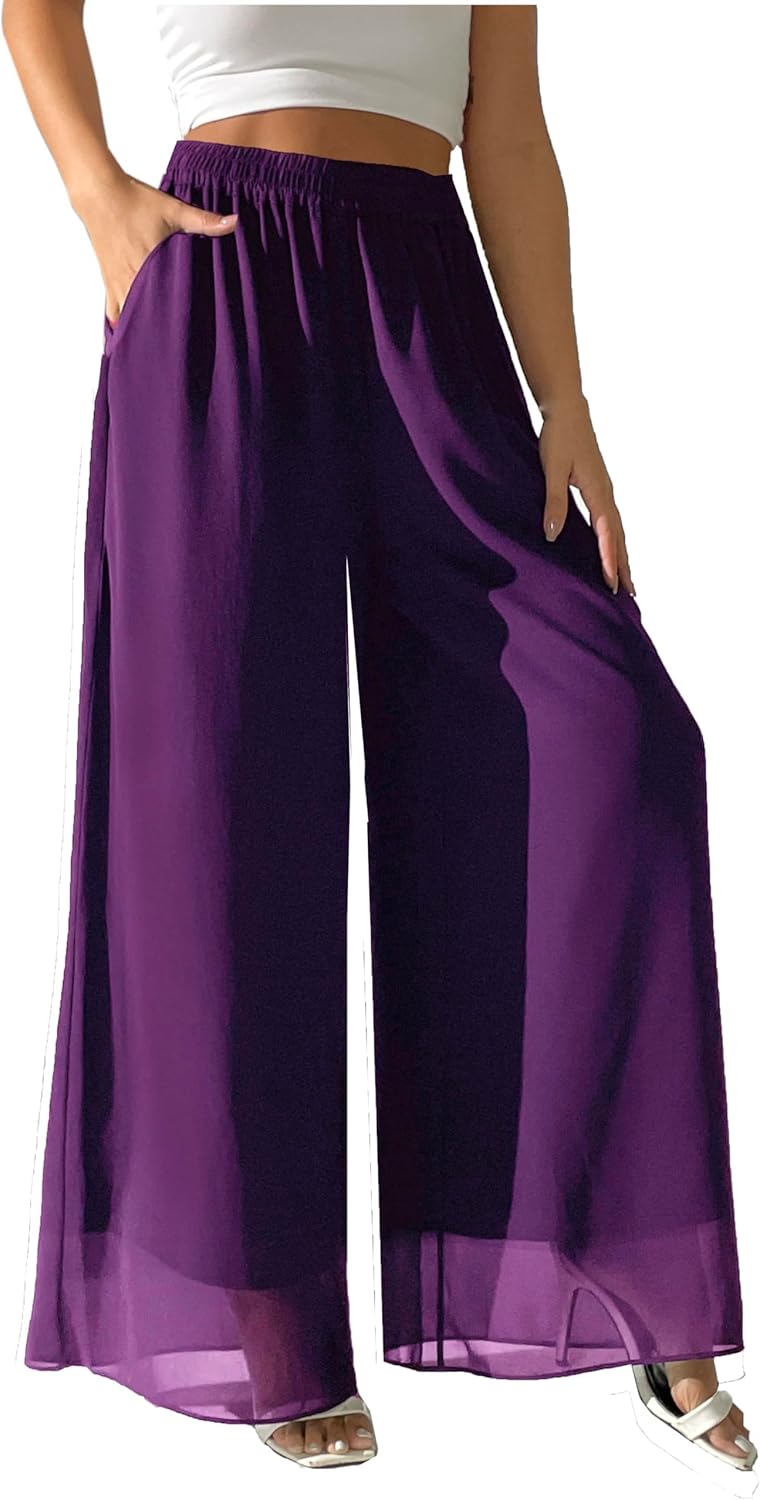 Chiffon Dress Beach Wide Leg Palazzo Pants for Women