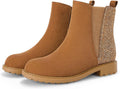 Girls Glitter Ankle Boots Side Zipper - Comfortable Chelsea Booties