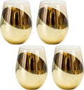 Mid Century Smoked Brown Stemless Wine Glasses Set of 4