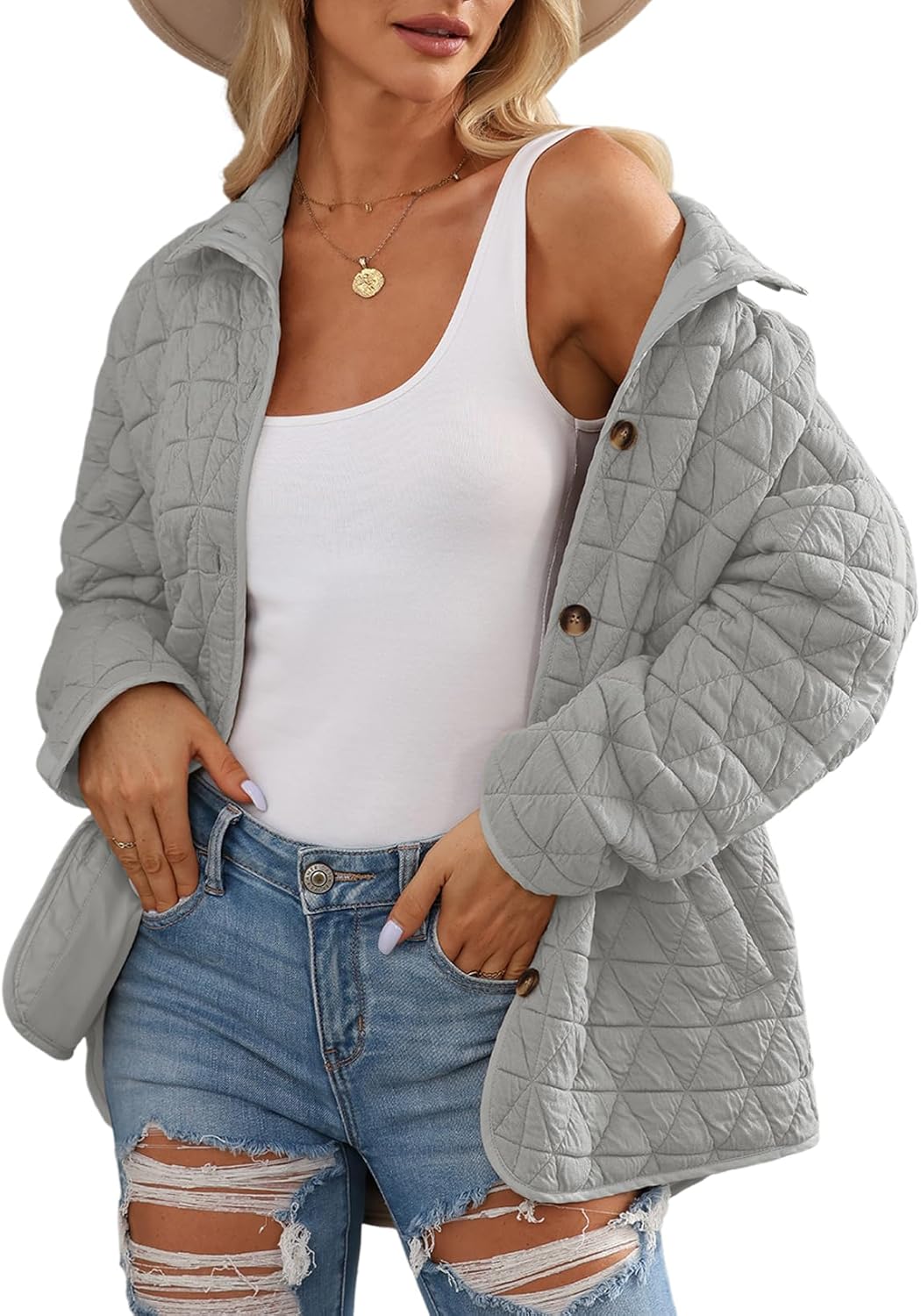 Lightweight Diamond Quilted Jacket for Women by EVALESS