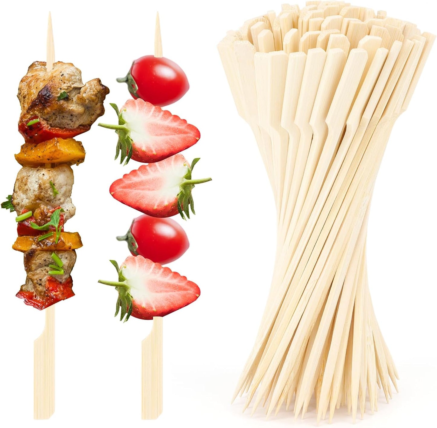 Xioabre Bamboo Skewers 6 Inch - 100pcs BBQ Picks