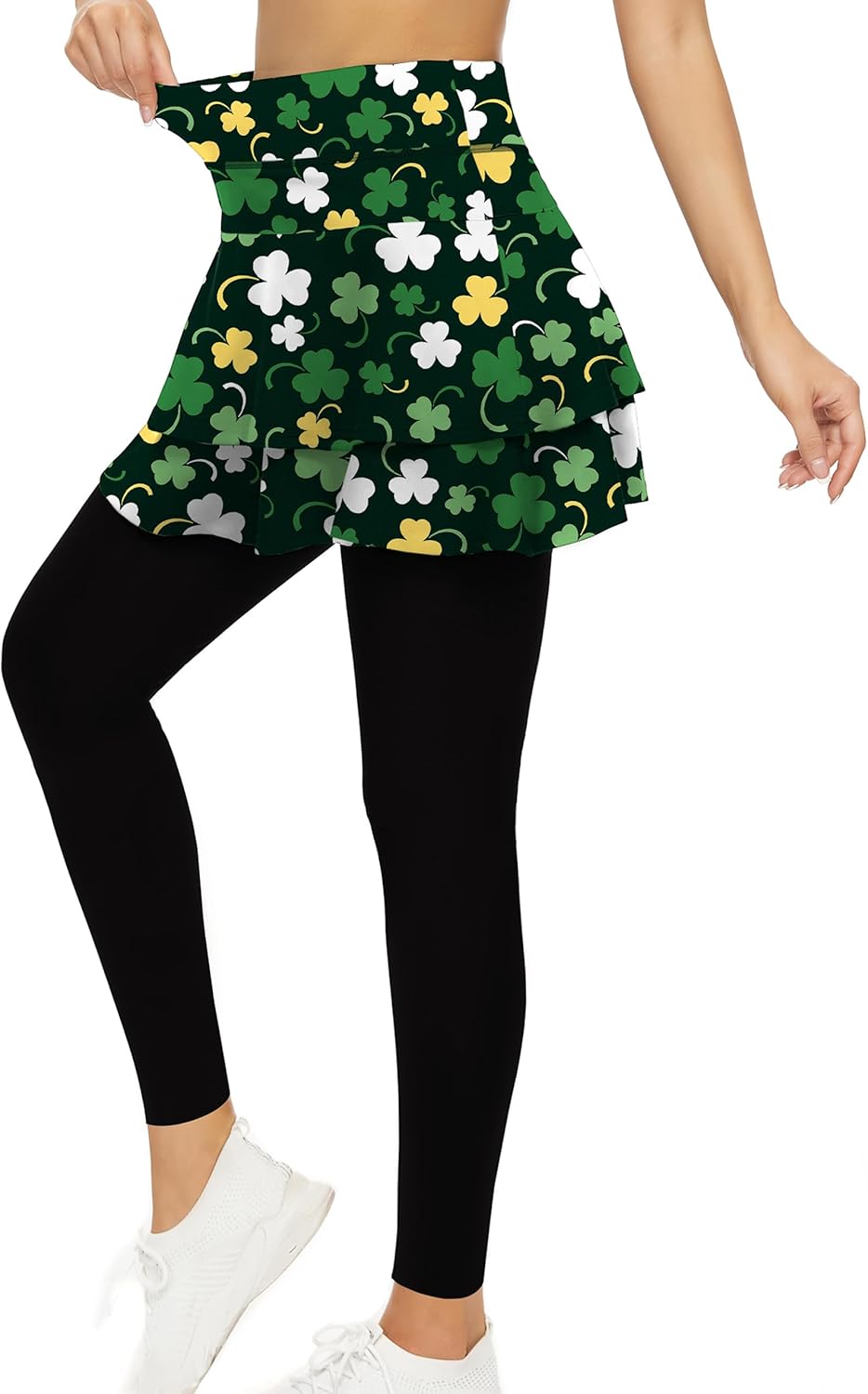 WOWENY Tennis Skirted Leggings with Pockets for Active Women