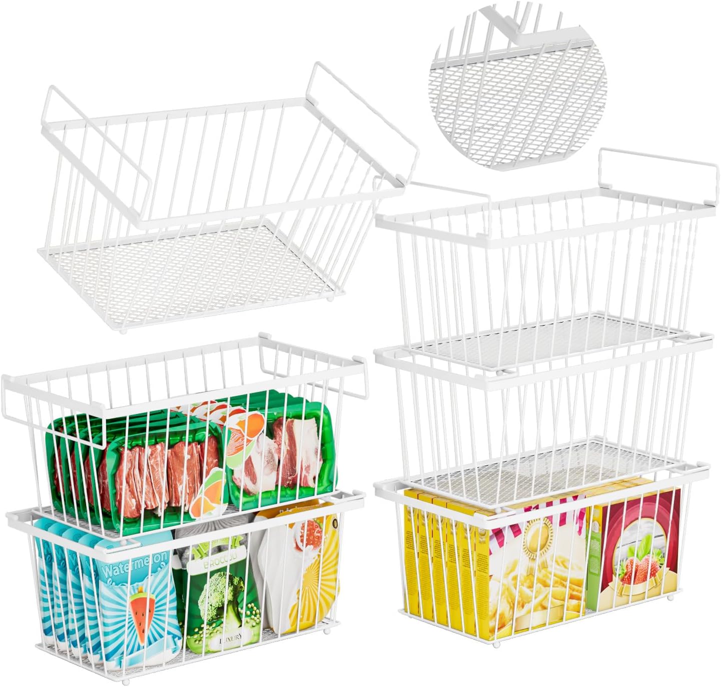 Enhanced Leak-Proof Bottom Freezer Organizer Bins for 7 Cu.FT
