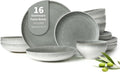 16 Piece Double Bowl Dinnerware Sets - Service for 4, Stain Resistant
