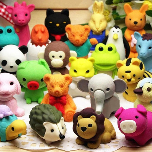 60-Pc Fun Animal Erasers - Perfect for Kids' Rewards!