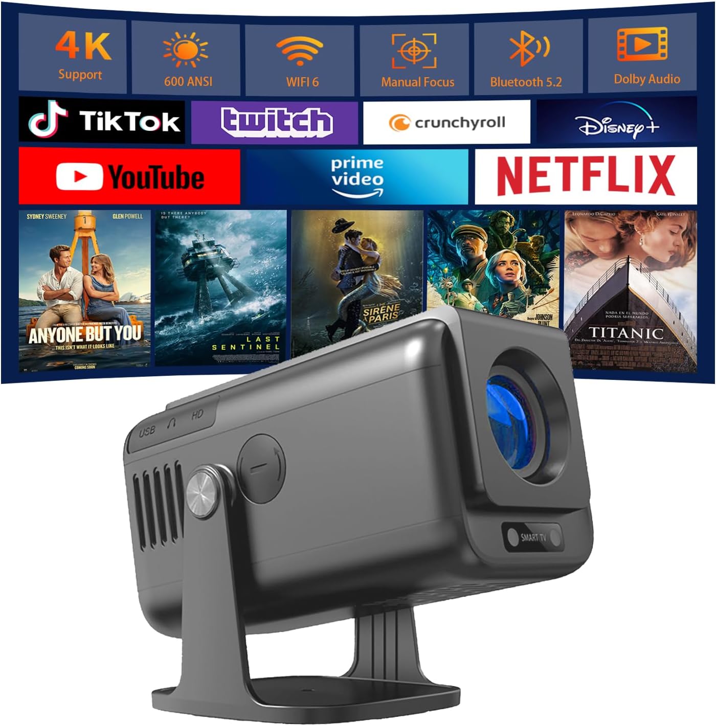 Powerful Mini Projector - 1080P HD & 600 ANSI Lumens