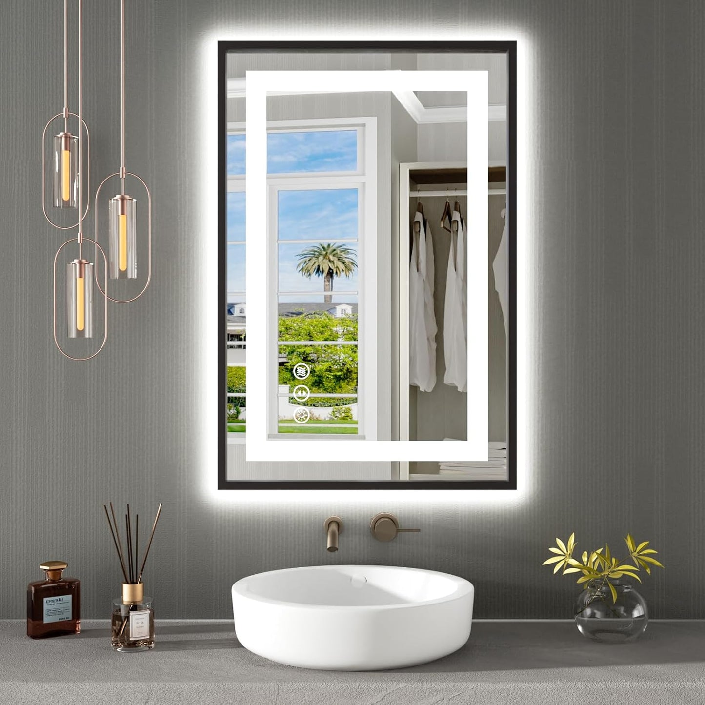 Amorho 24x36 LED Bathroom Mirror with Front Light and Backlit