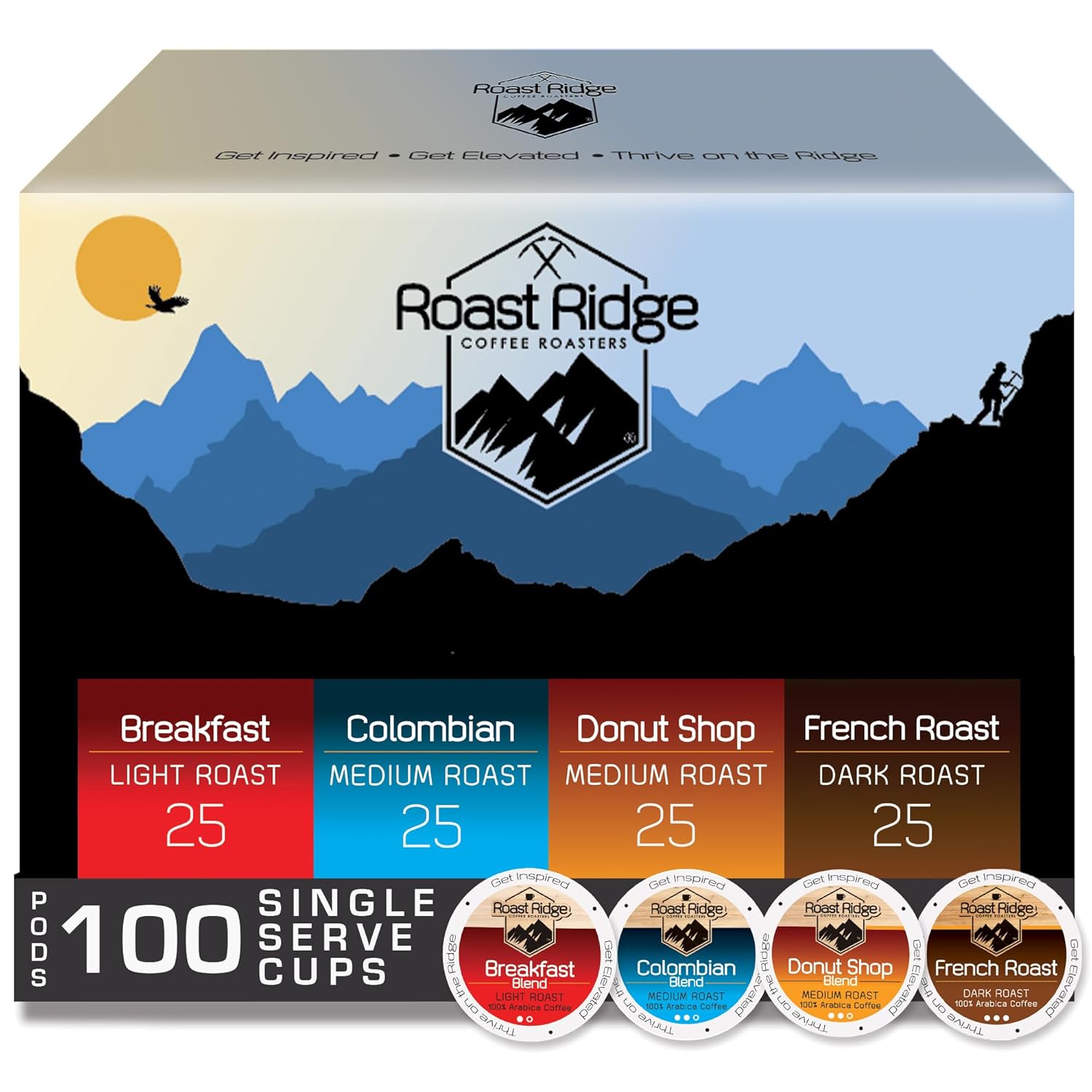 Roast Ridge Single Serve Coffee Pods Variety Pack for K-Cup Brewers
