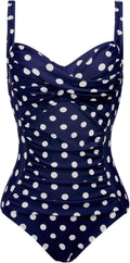 Joyaria Womens Retro One Piece Swimsuit Tummy Control Slimming Bathing