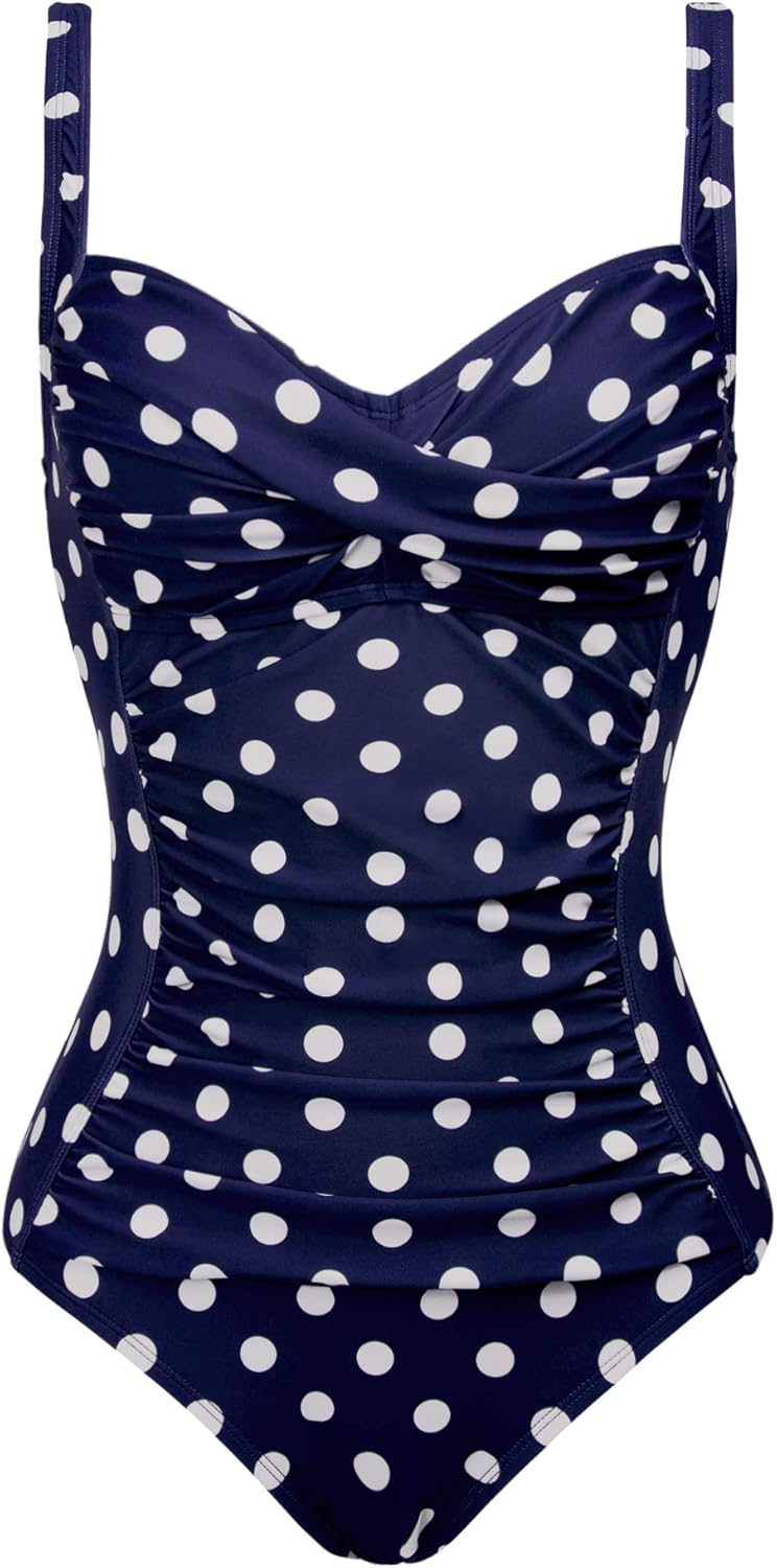 Joyaria Womens Retro One Piece Swimsuit for Tummy Control