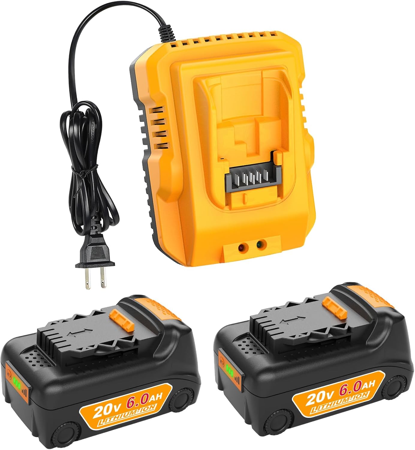 TeenPower 20V 6.0Ah Battery Replacement for Dewalt Tools 2Pack