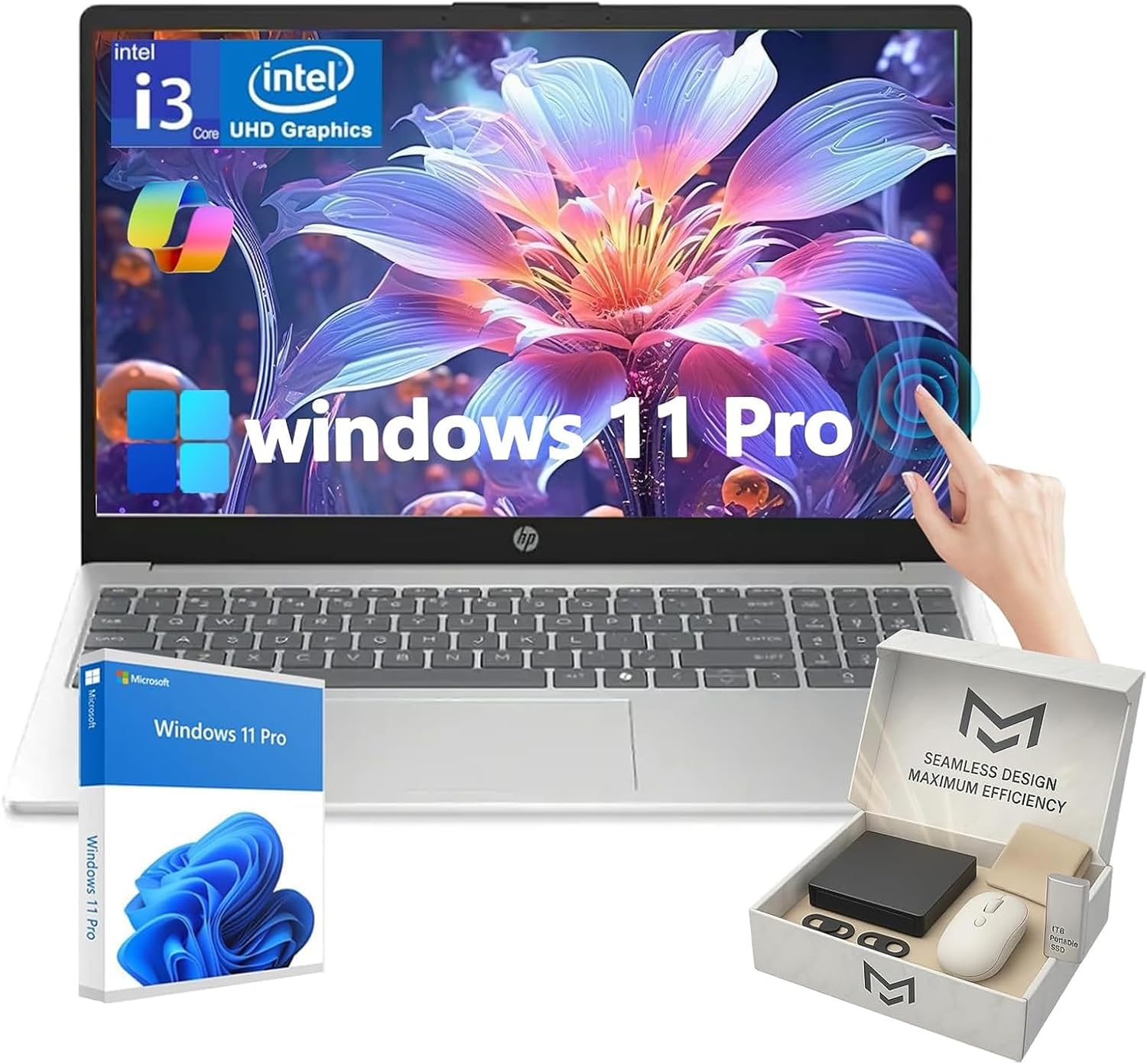 HP Touchscreen Laptop for Business and Students with 15.6 in Display