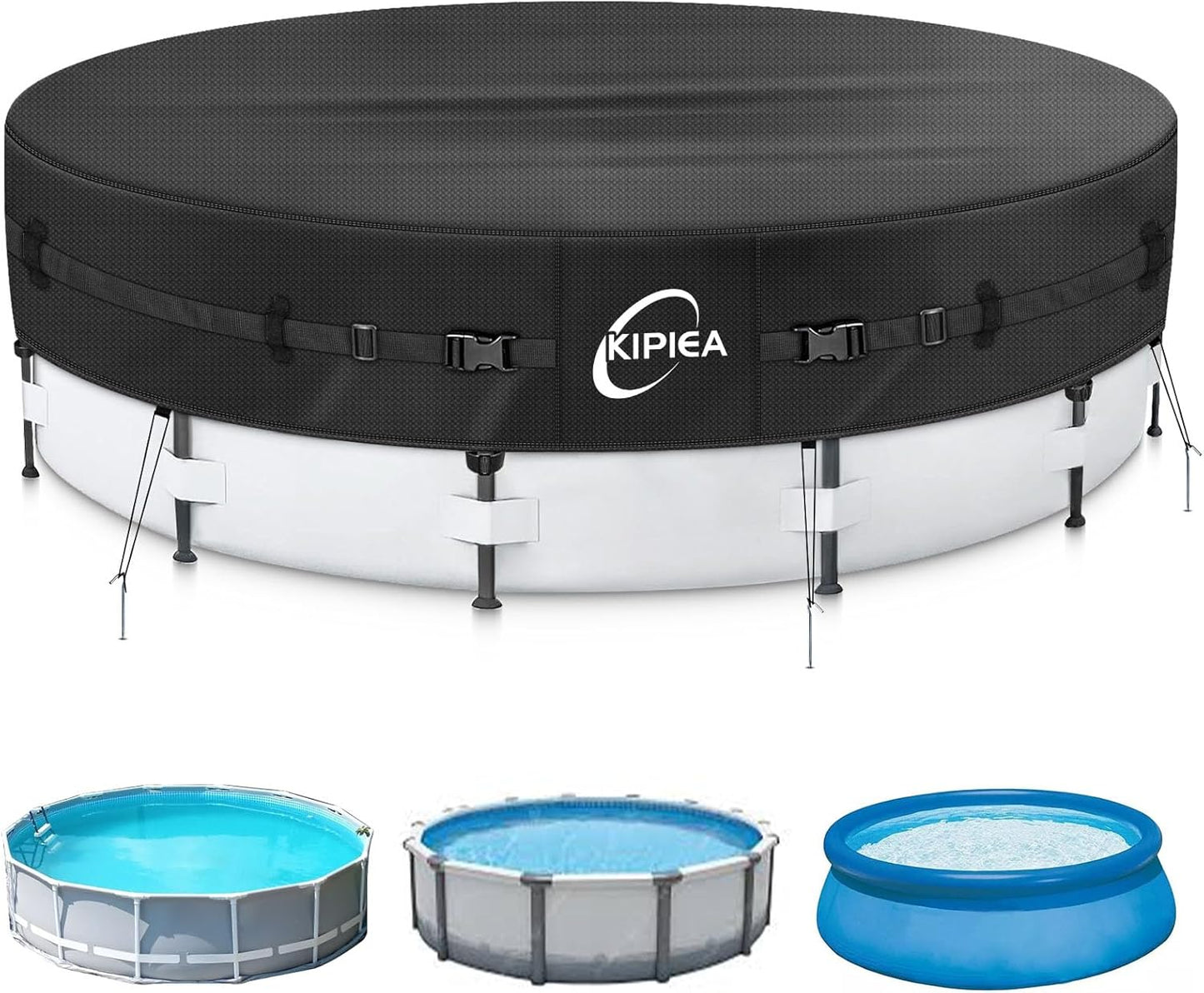 Kipiea Heavy Duty 16ft Round Pool Cover for Above Ground Pools