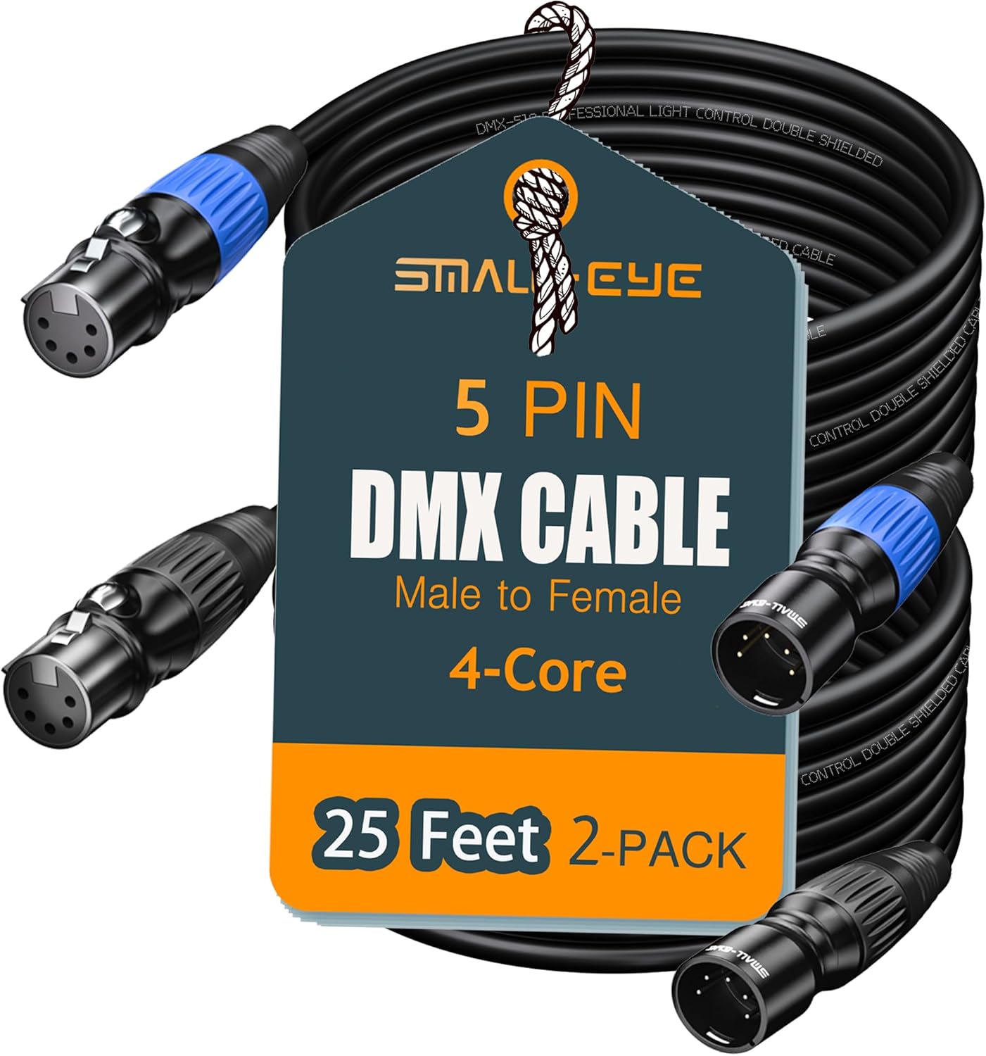SMALL-EYE 5 Pin DMX Cable 25 ft 2-Pack for Stage Lighting