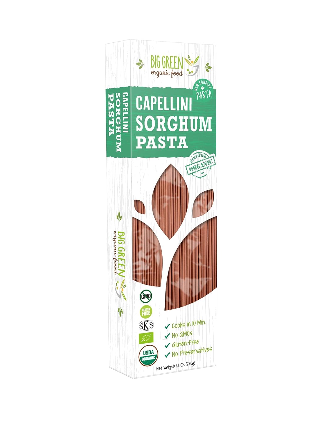 Big Green Organic Food Sorghum Capellini - Gluten-Free Pasta