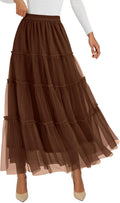 Tulle Skirt for Women High Waisted A-Line Maxi Skirt - Elegant Fall