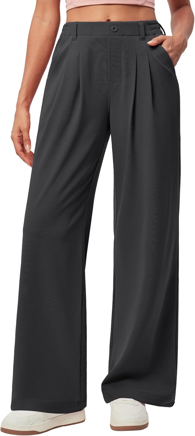 IUGA Wide Leg Pants for Women - Stretchy High Waisted Slacks