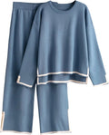 Tanming Women's 2 Piece Long Sleeve Knit Sweater Top & Wide Leg Pants