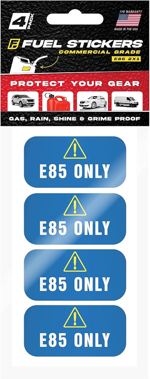 E85 Stickers for Vehicles - Weatherproof Flex Fuel Labels