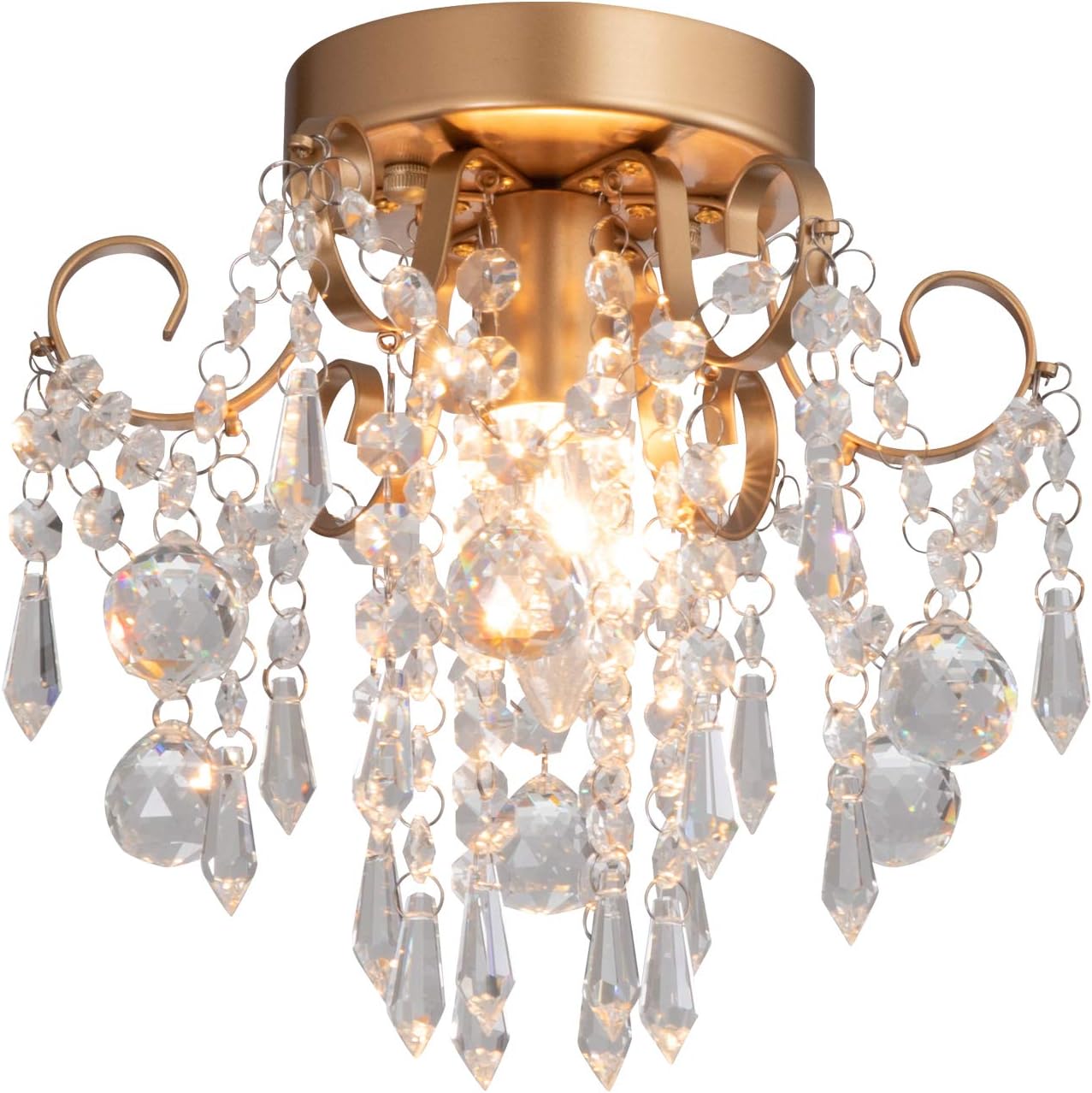 Q&S Mini Chandelier Crystal Ceiling Light for Elegant Spaces