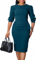 Midi Dress for Women Pencil Dress - Elegant High Waist Workwear