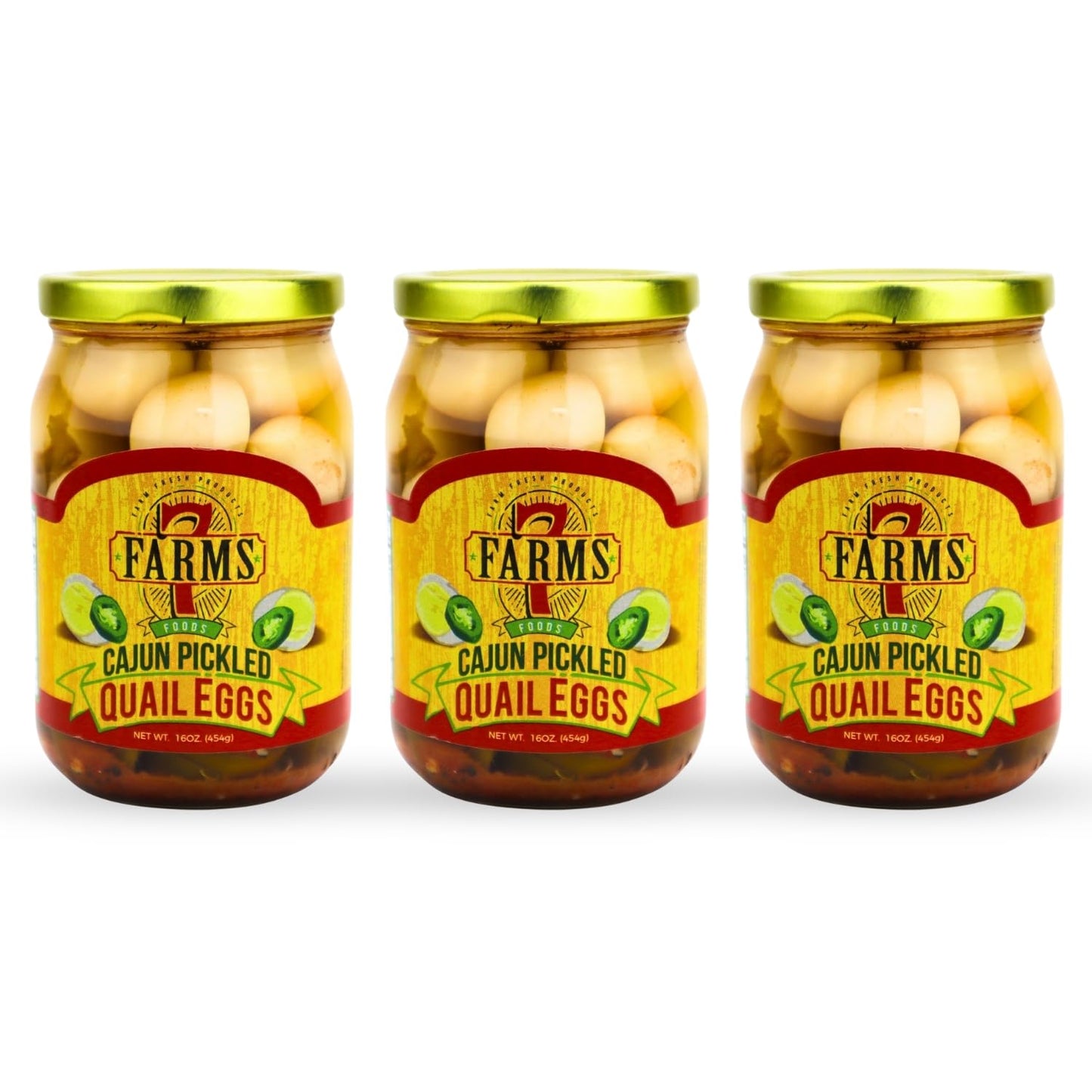 7 Farms Cajun Pickled Quail Eggs - Bold Flavor in Jars