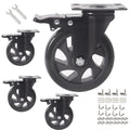 5 Inch Caster Wheels Set of 4 - Heavy Duty Swivel Casters with Brake