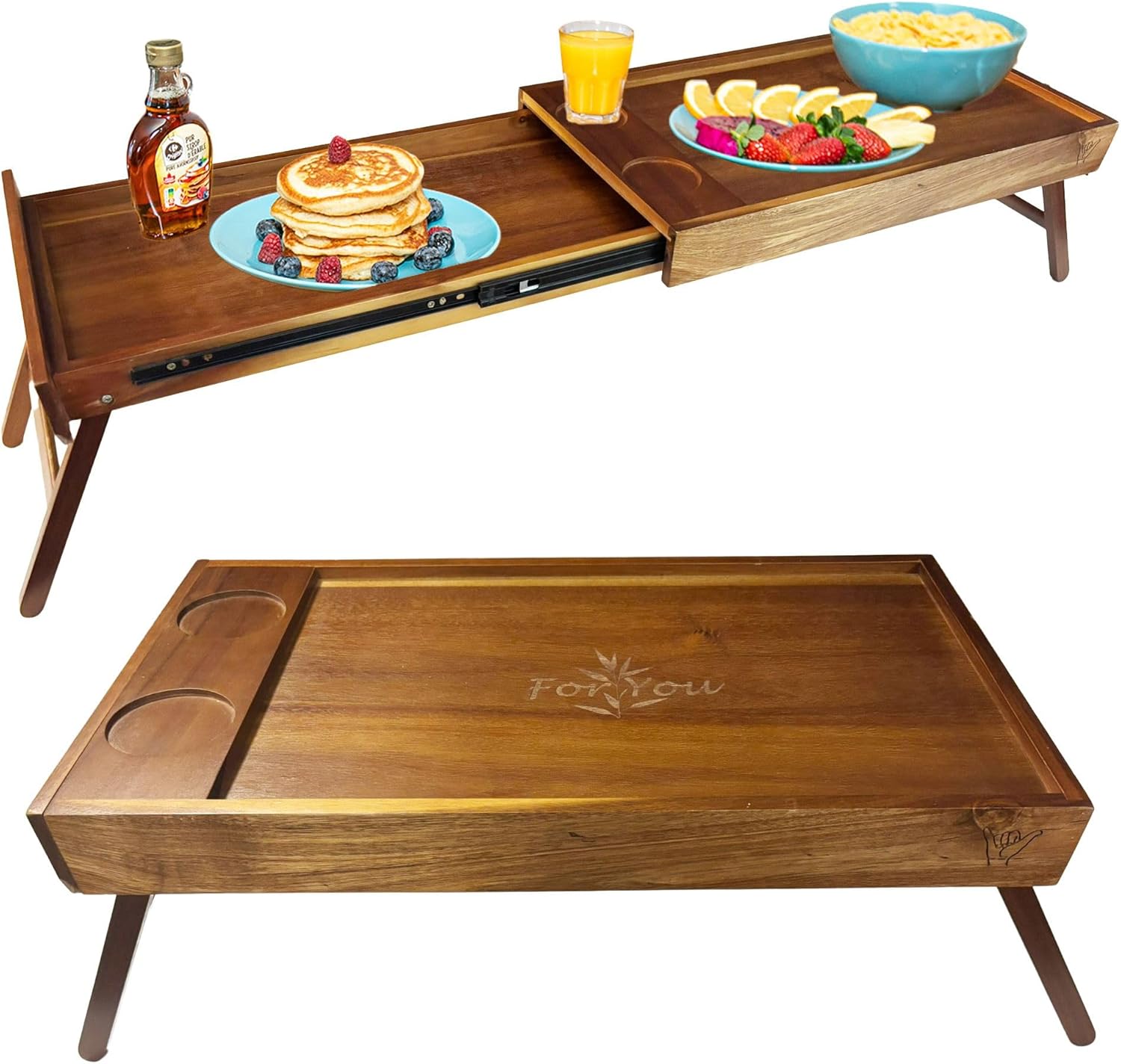Breakfast Bed Table Tray for Two - Perfect for Couples Dining