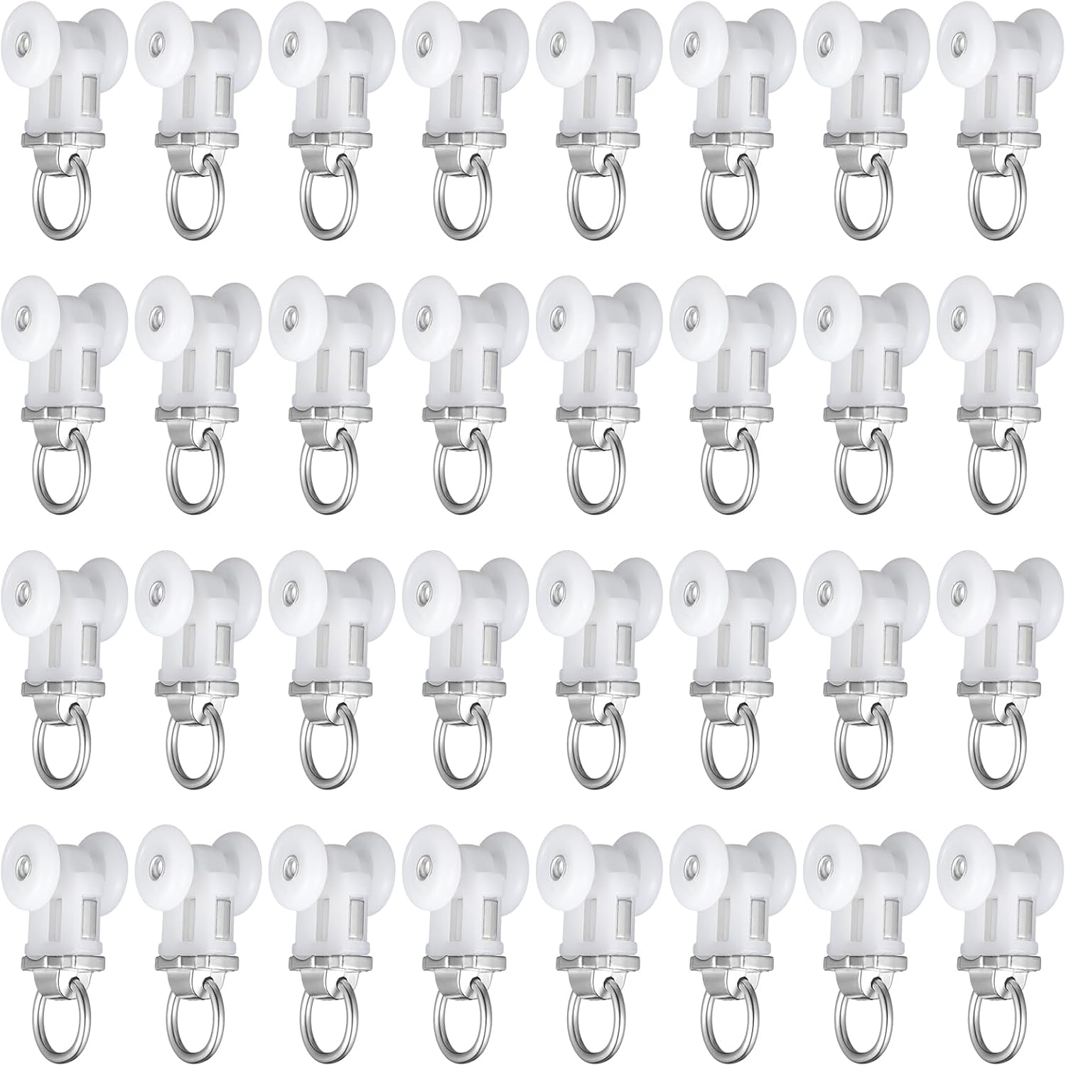 Barydat 30 Pcs Dual Wheel Roller Hooks - Smoothly Glide Your Curtains!