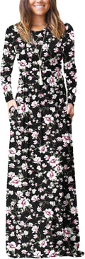 Women's Maxi Dress Long Sleeve Crewneck Loose Plain Casual Maxi Shoes