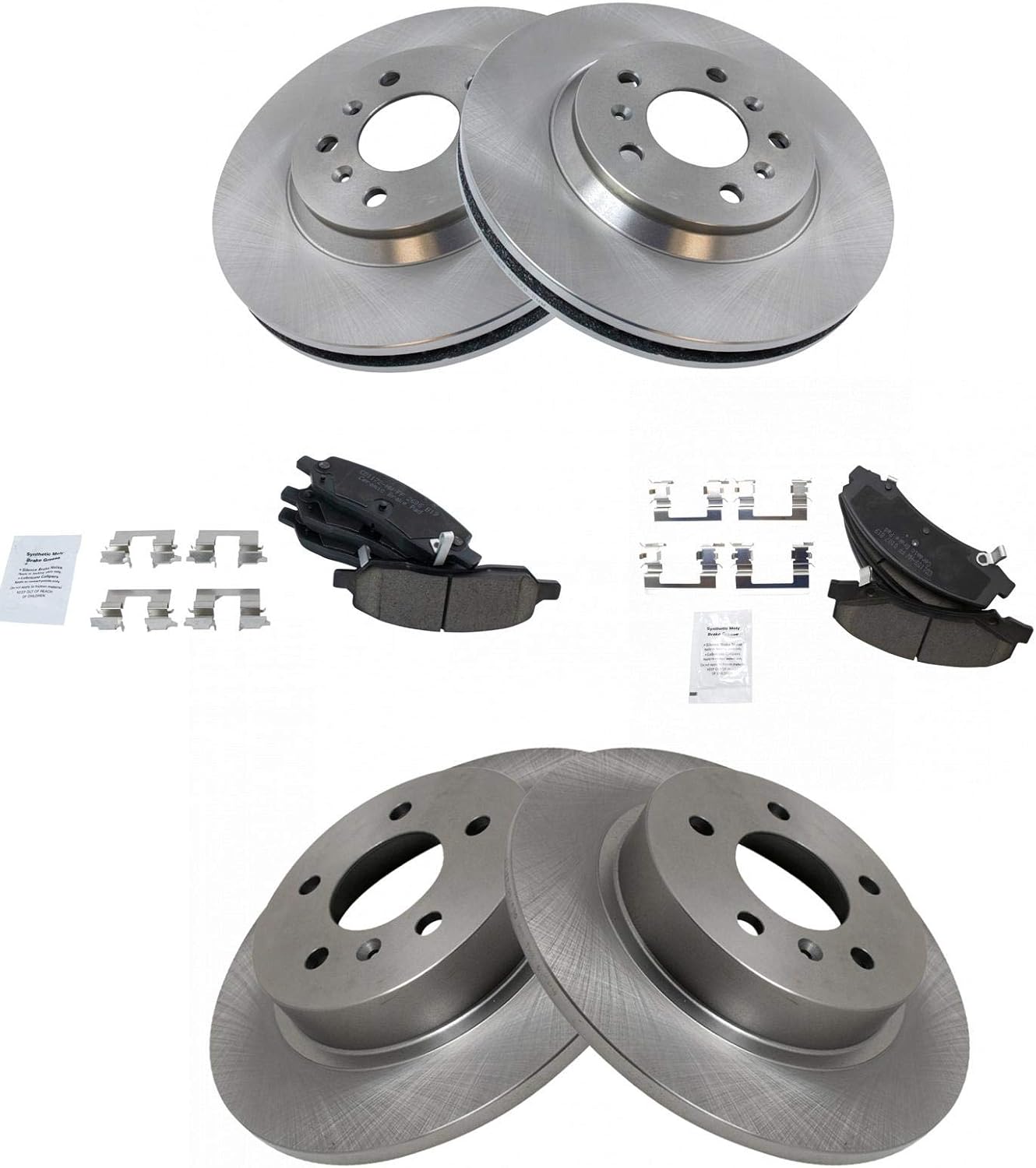 TRQ Front and Rear Brake Pad & Rotor Kit for Buick Lucerne