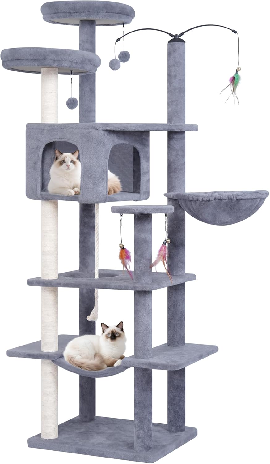 Big Cat Tree with Multi-Level Condo and Hammocks for Cats