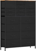 Black 18-Drawer Tall Fabric Dresser for Bedroom - High Capacity