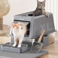 Rywell Stainless Steel Extra Large Cat Litter Box for Comfort