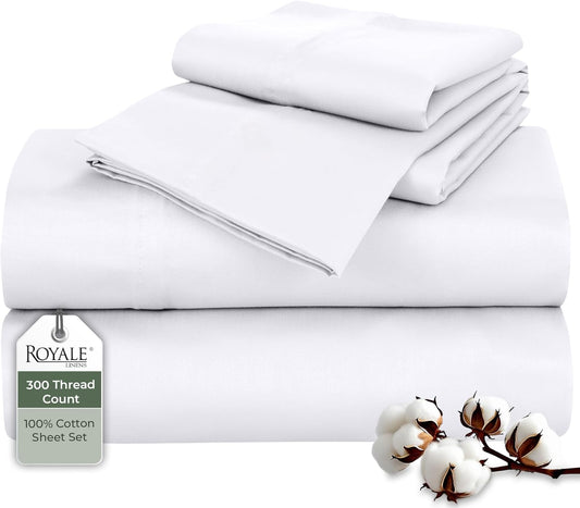 300 Thread Count Full Bed Sheet Set - Soft Cotton Luxury