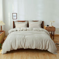 100% Washed Linen Duvet Cover Set Queen - Soft Breathable Linen