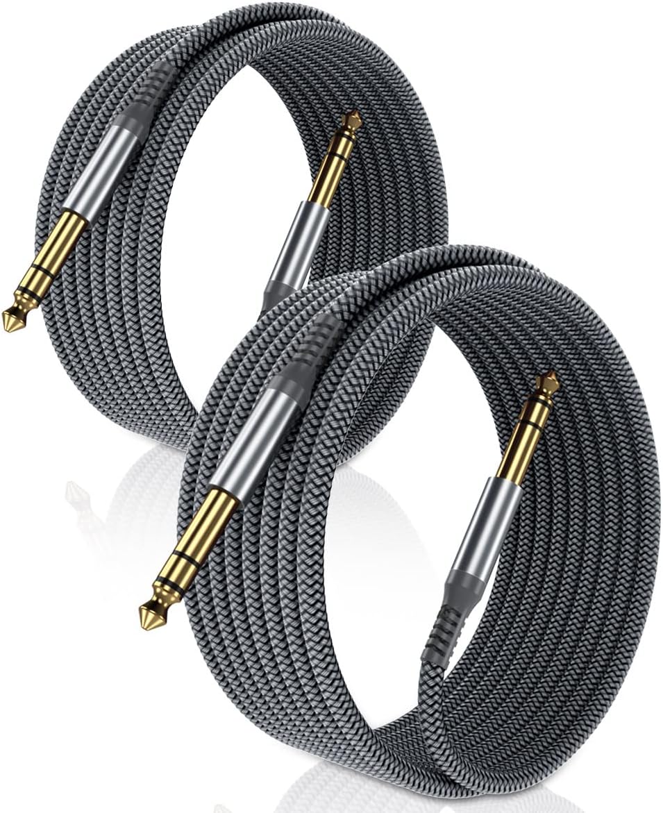 Premium 10ft 2Pack TRS Guitar Cables by Elebase