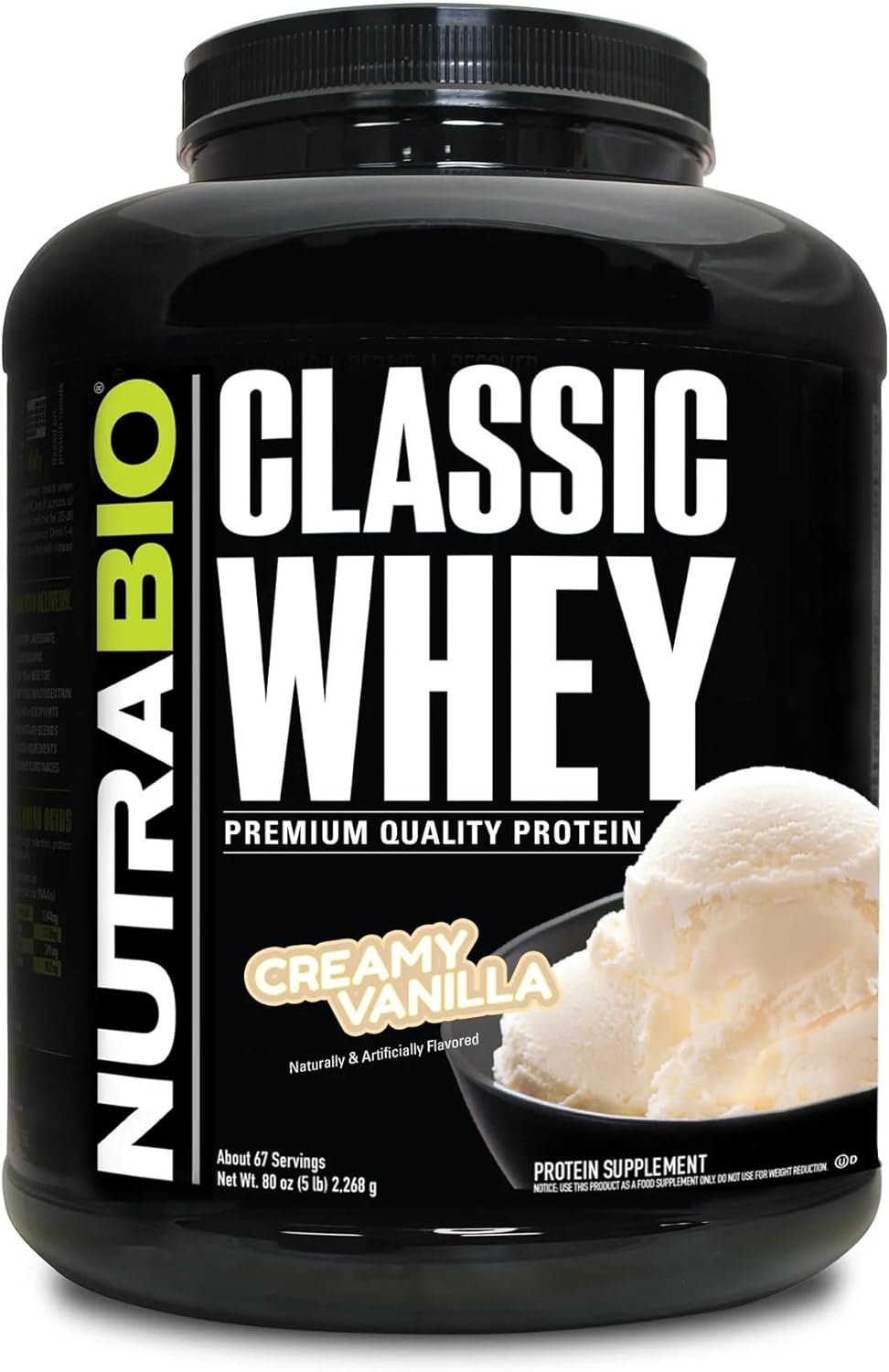 NutraBio Classic Whey Protein Powder - 25G Protein Per Scoop