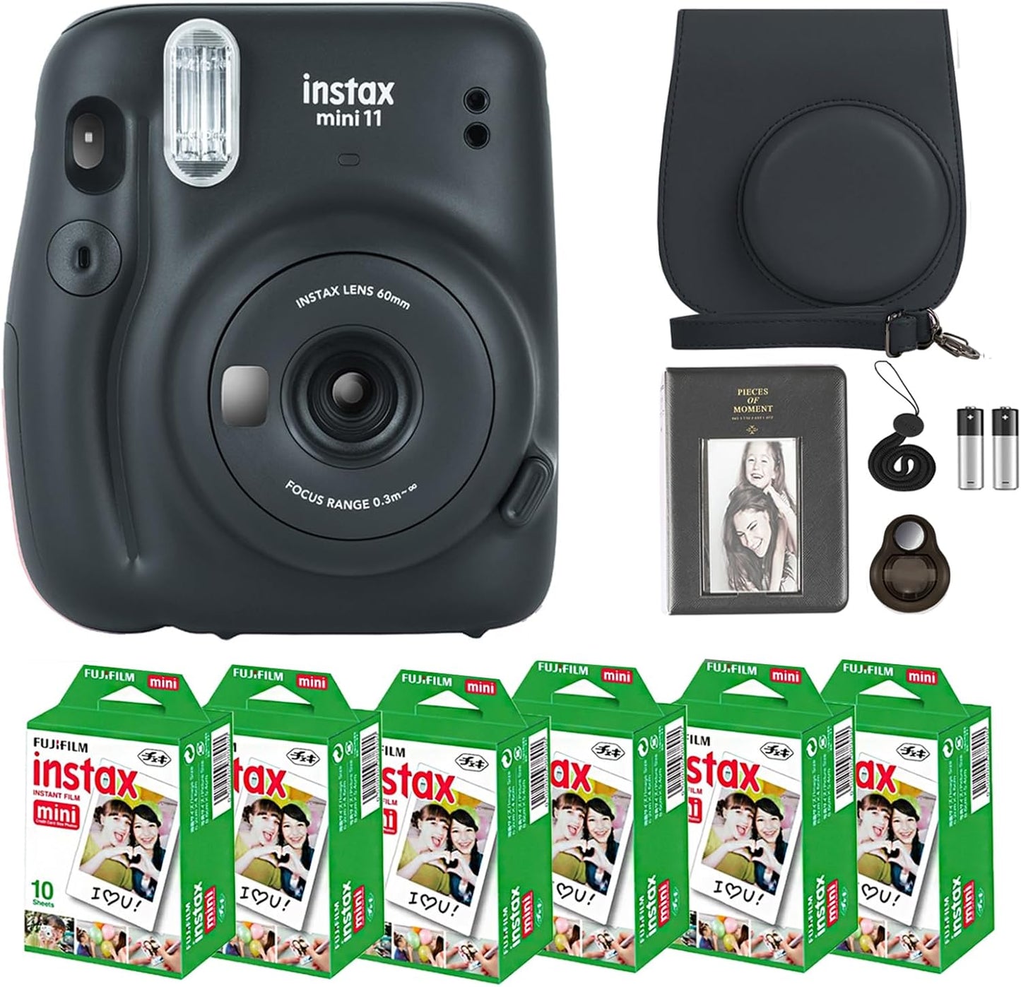 Fujifilm Instax Mini 11 Camera Bundle: 60 Film Sheets + Accessories