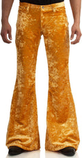 EVEDESIGN Mens Bell Bottom Velvet Pants 70s Disco Flared Jeans