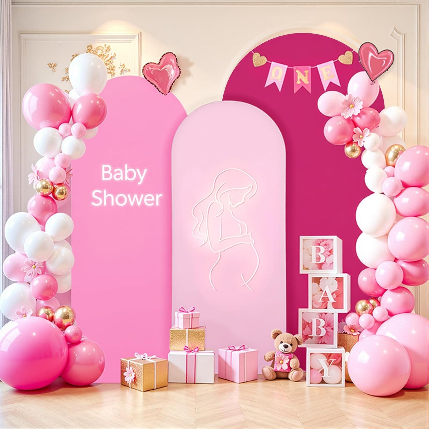 Pink Arch Backdrop Covers Set of 3 for Elegant Event Decor