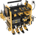 4-Tier Power Tool Organizer Wall Mount with 6 AC 4 USB - Charging