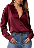 Elegant Women's Satin Silk Button-Up Shirt for Chic Style
