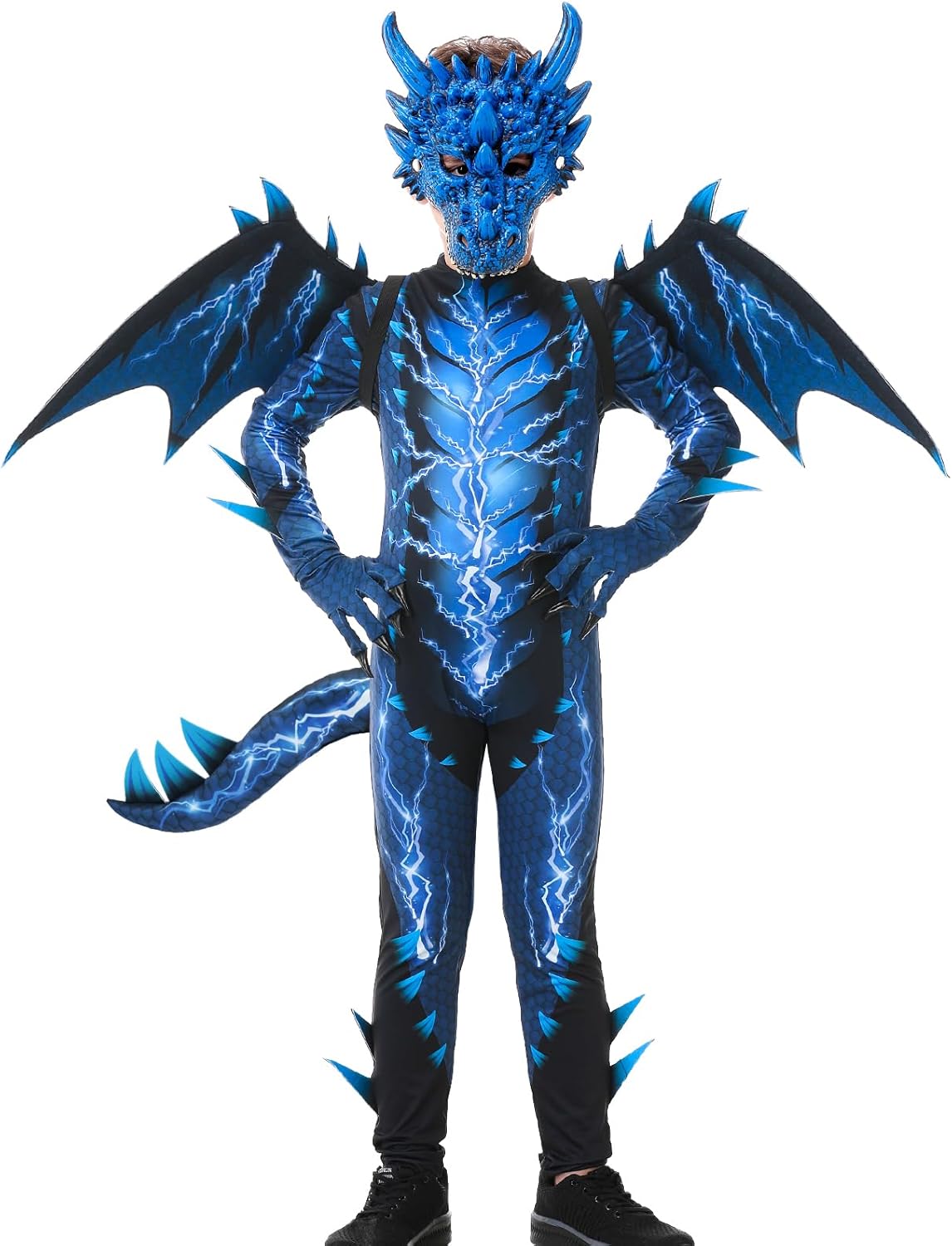 Kids Dragon Costume with Lightning Wings for Halloween Fun