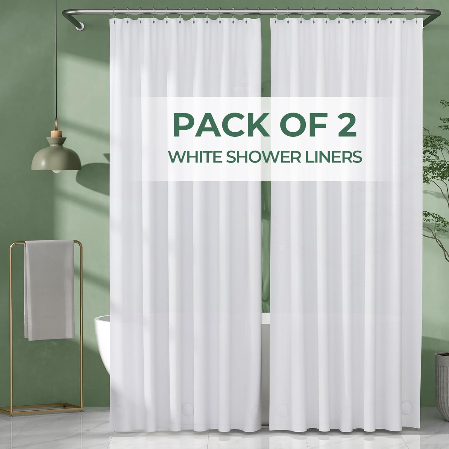 AmazerBath 2 Pack 72x96 Inches Extra Long Shower Liner - Waterproof & Rustproof