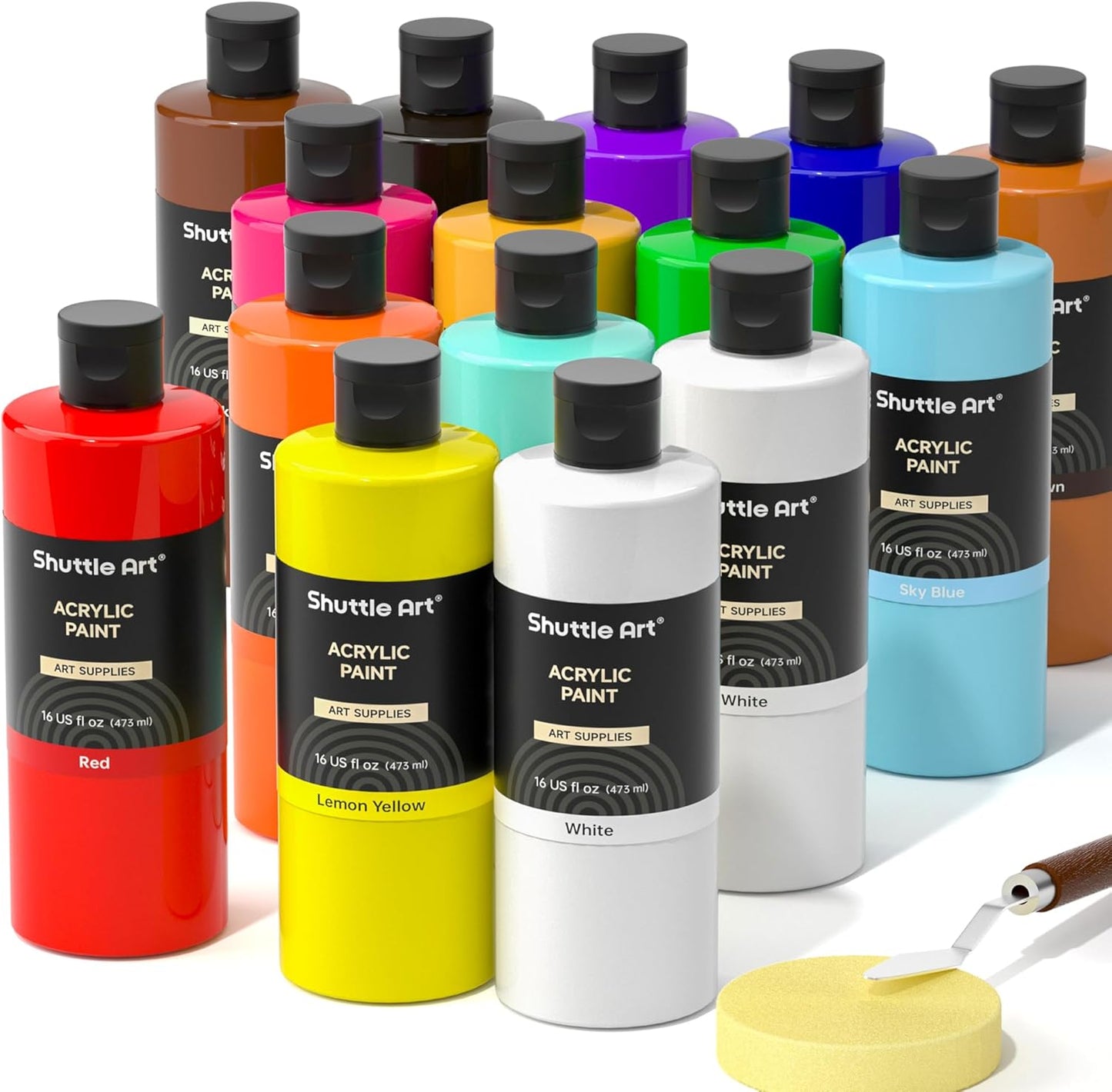 Shuttle Art Acrylic Paint Set with 14 Colors and Extra White