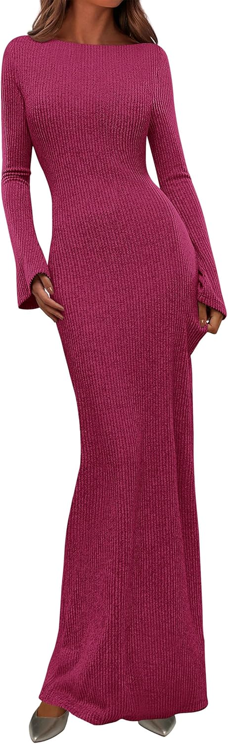 PRETTYGARDEN Women's Long Sleeve Maxi Dress for Fall Fashion