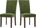 COLAMY Upholstered Parsons Dining Chairs Set of 2 in Green