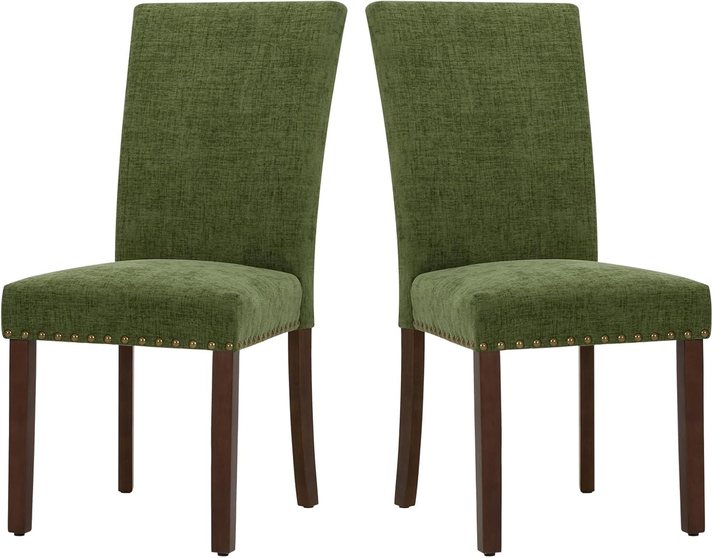 COLAMY Upholstered Parsons Dining Chairs Set of 2 in Green